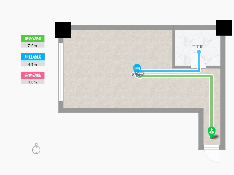 湖南省-长沙市-五一钻界海上银座A户型44m²-35.05-户型库-动静线