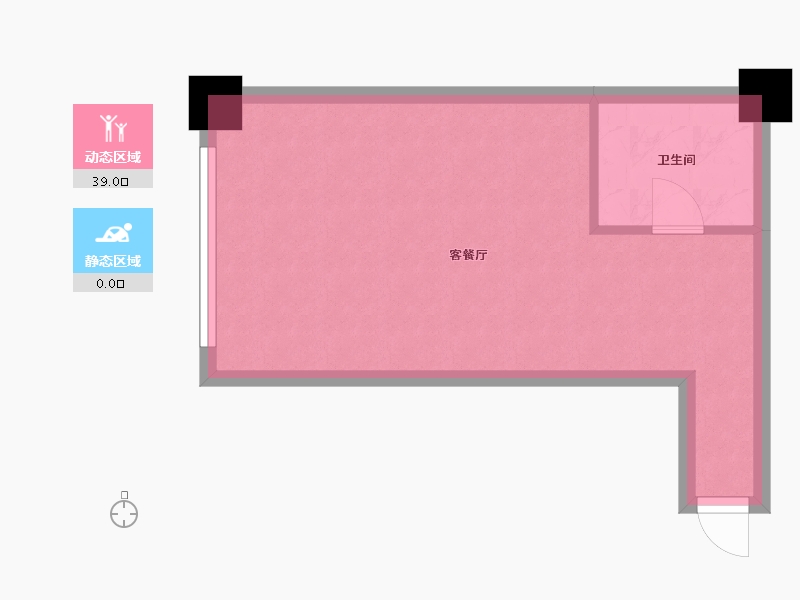 湖南省-长沙市-五一钻界海上银座A户型44m²-35.05-户型库-动静分区