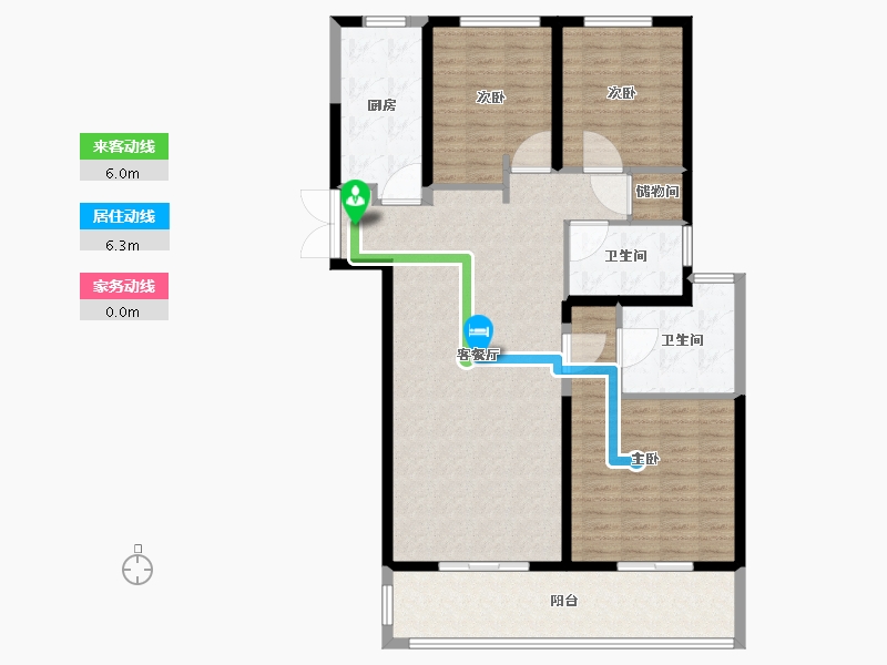 江苏省-南京市-世茂璀璨滨江建面150m²-120.01-户型库-动静线