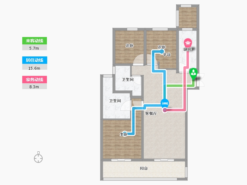 江苏省-南京市-世茂璀璨滨江18幢建面155m²-124.00-户型库-动静线