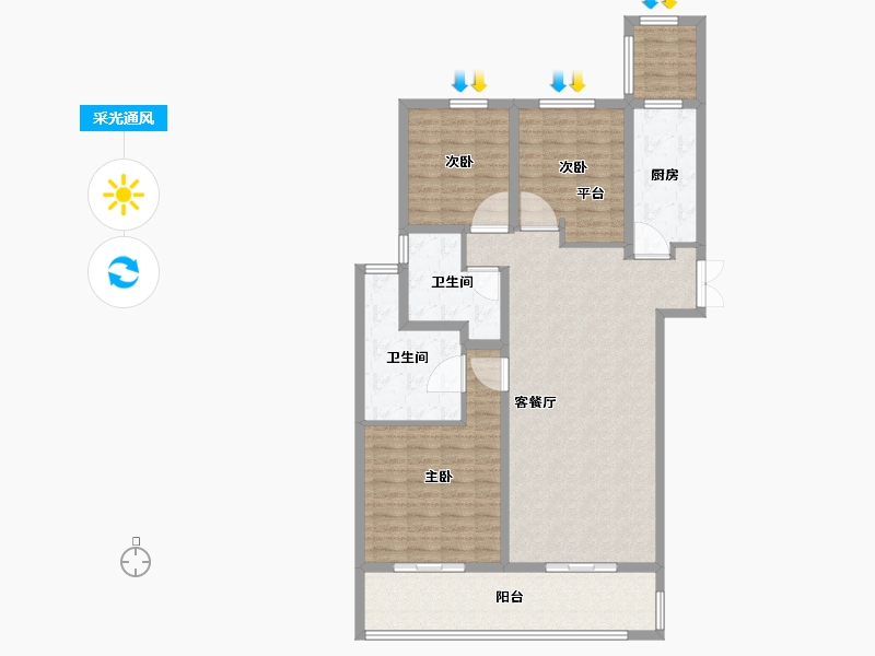 江苏省-南京市-世茂璀璨滨江18幢建面155m²-124.00-户型库-采光通风