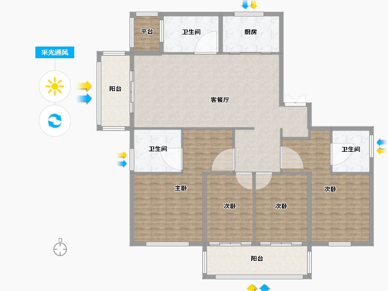 江苏省-南京市-世茂璀璨滨江建面240m²-192.00-户型库-采光通风