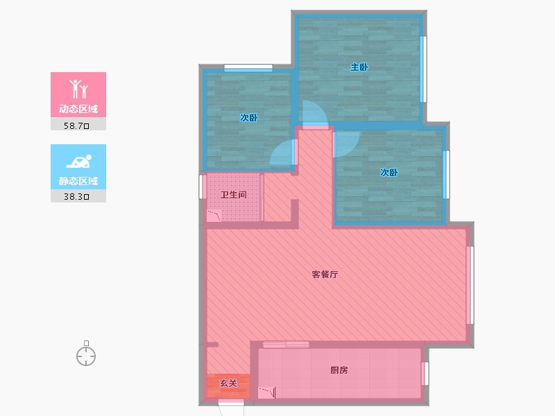 新疆维吾尔自治区-巴音郭楞蒙古自治州-凯旋公馆-85.59-户型库-动静分区