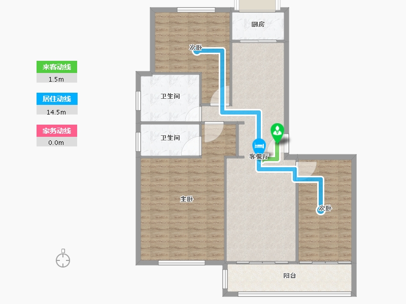 江苏省-南京市-世茂璀璨滨江建面146m²-116.80-户型库-动静线