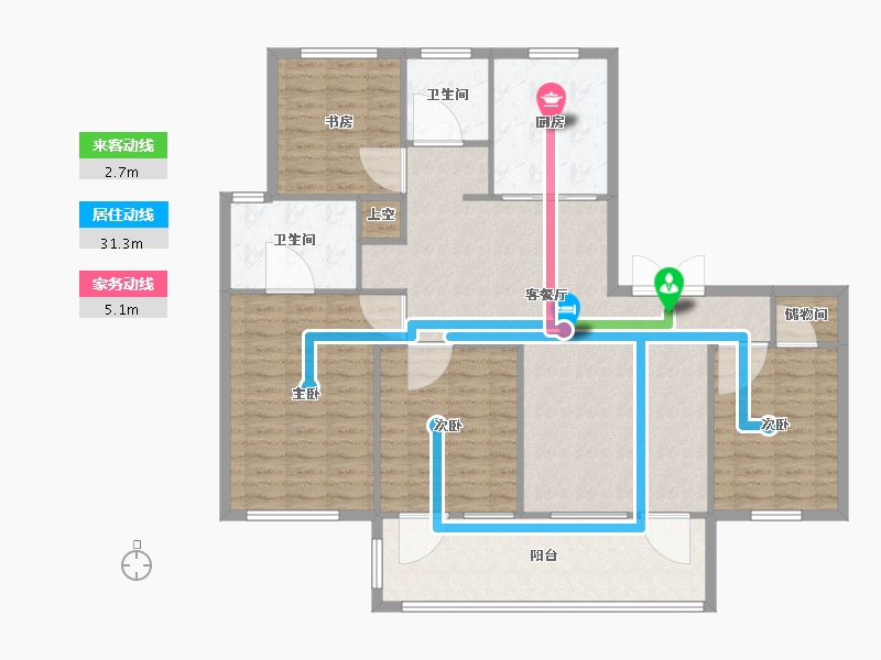 江苏省-南京市-云澜尚府建面168m²-134.41-户型库-动静线