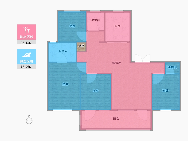 江苏省-南京市-云澜尚府建面168m²-134.41-户型库-动静分区