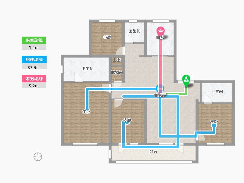 江苏省-南京市-云澜尚府建面188m²-150.40-户型库-动静线