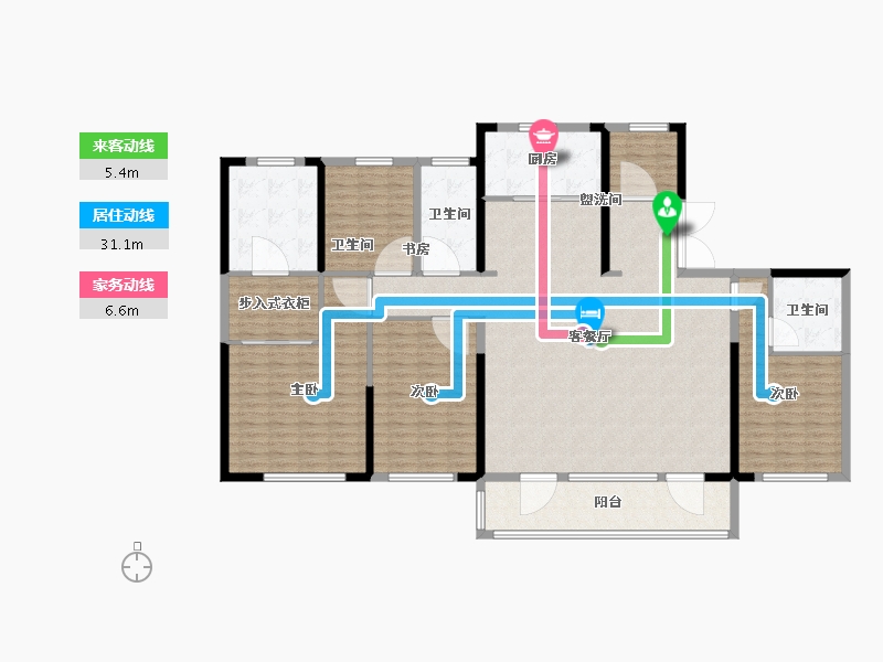 江苏省-南京市-云澜尚府建面228m²-182.40-户型库-动静线