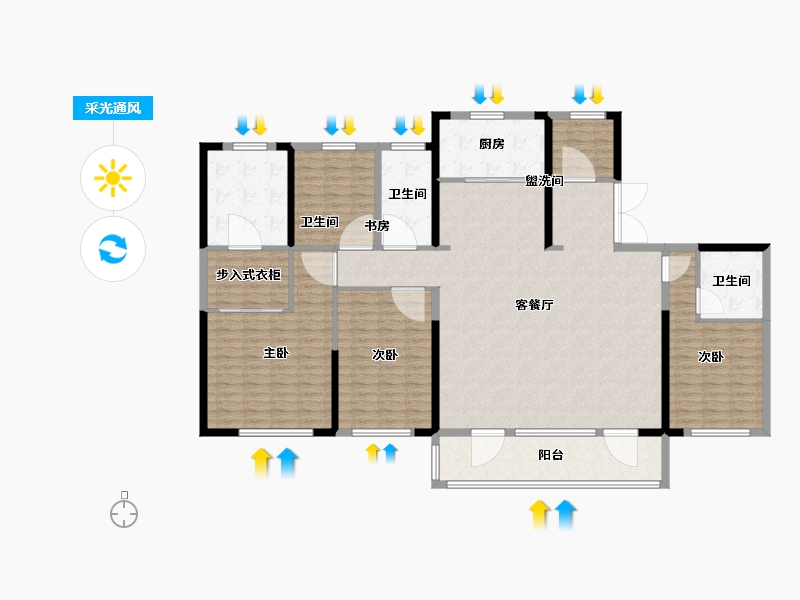 江苏省-南京市-云澜尚府建面228m²-182.40-户型库-采光通风