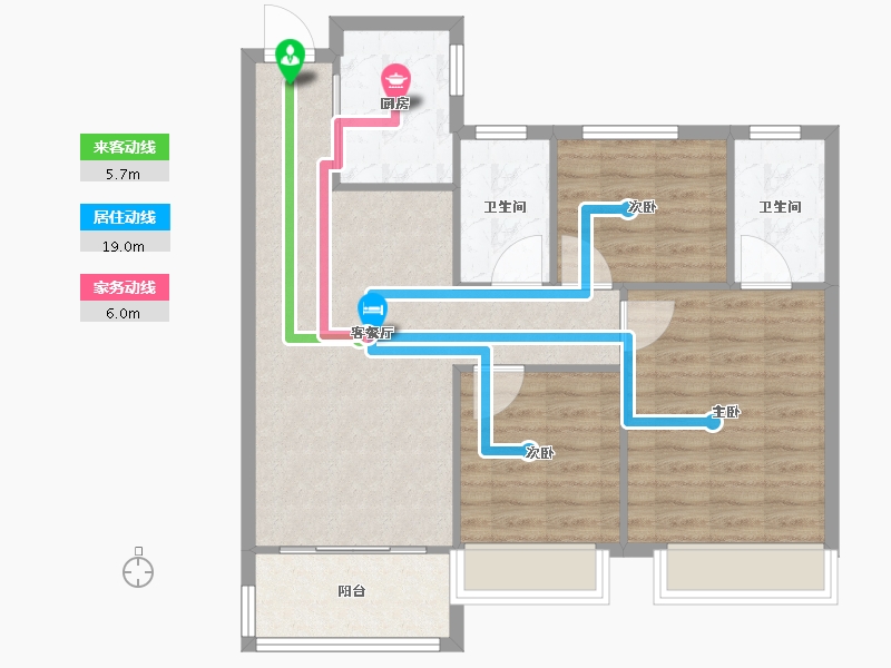 江苏省-南京市-仁恒城市星光建面100m²-80.00-户型库-动静线