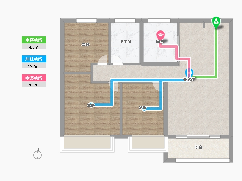 江苏省-南京市-都会澜岸建面89m²-71.19-户型库-动静线