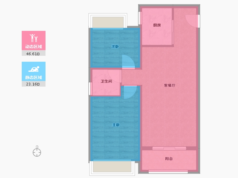 江苏省-南京市-都会澜岸建面78m²-62.40-户型库-动静分区