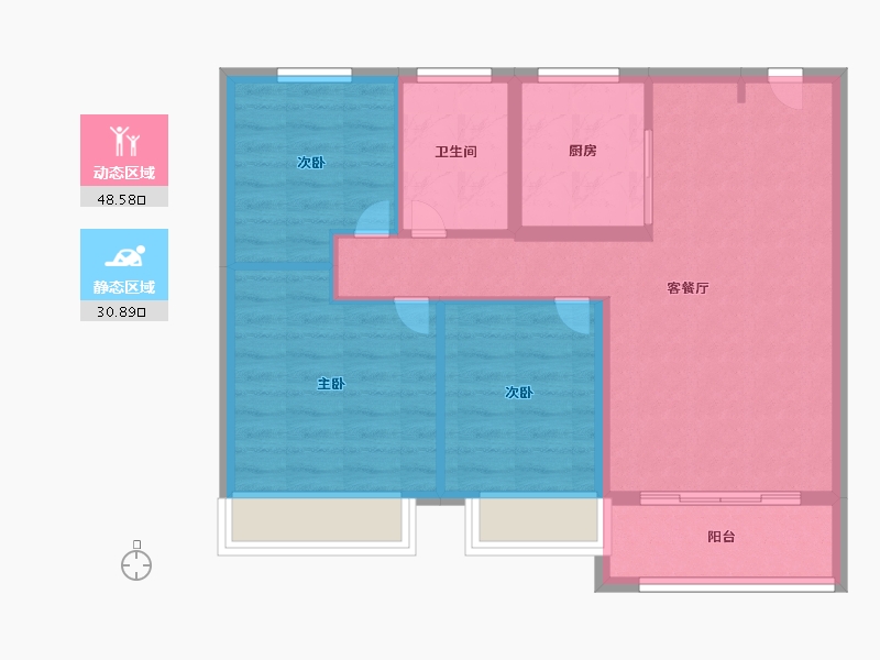 江苏省-南京市-都会澜岸建面89m²-71.19-户型库-动静分区