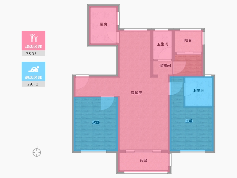 江苏省-南京市-仁恒公园世纪5幢,6幢建面130m²-104.00-户型库-动静分区