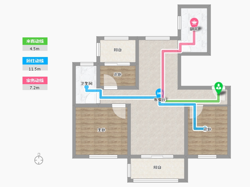 江苏省-南京市-仁恒公园世纪1幢建面103m²-82.41-户型库-动静线