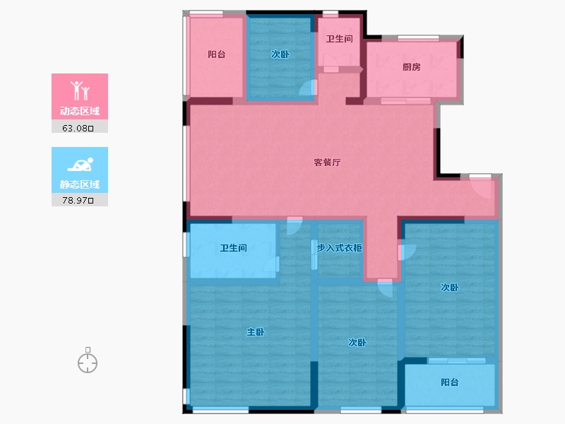 江苏省-南京市-仁恒公园世纪6幢建面157m²-125.60-户型库-动静分区