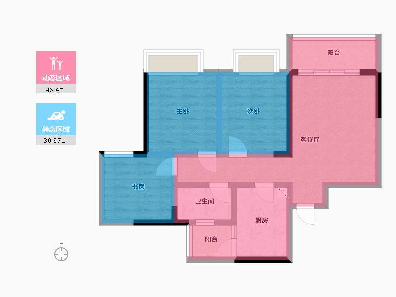 四川省-成都市-空港云尚建面90m2-66.57-户型库-动静分区