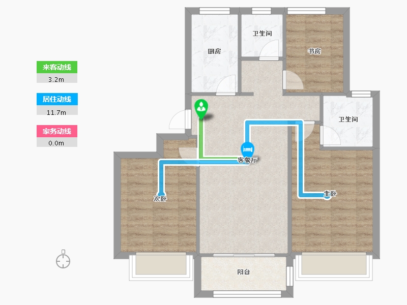 江苏省-南京市-山语隽府6幢,12幢,13幢建面88m²-70.40-户型库-动静线