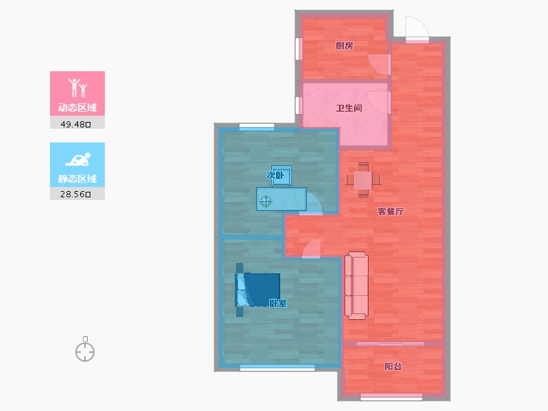 河南省-郑州市-亚星福邸89㎡户型-71.08-户型库-动静分区