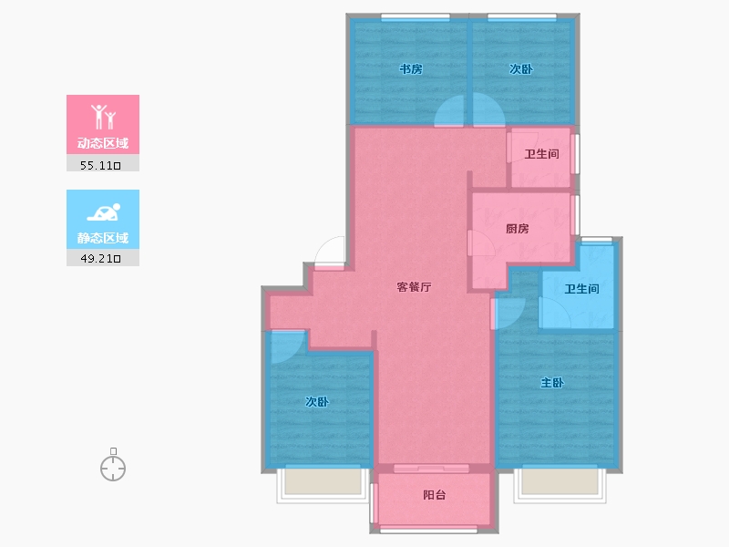 江苏省-南京市-山语隽府6幢建面117m²-93.60-户型库-动静分区