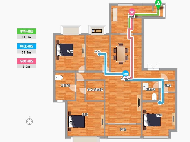 河南省-郑州市-建业天筑11号楼建面234m2-140.34-户型库-动静线