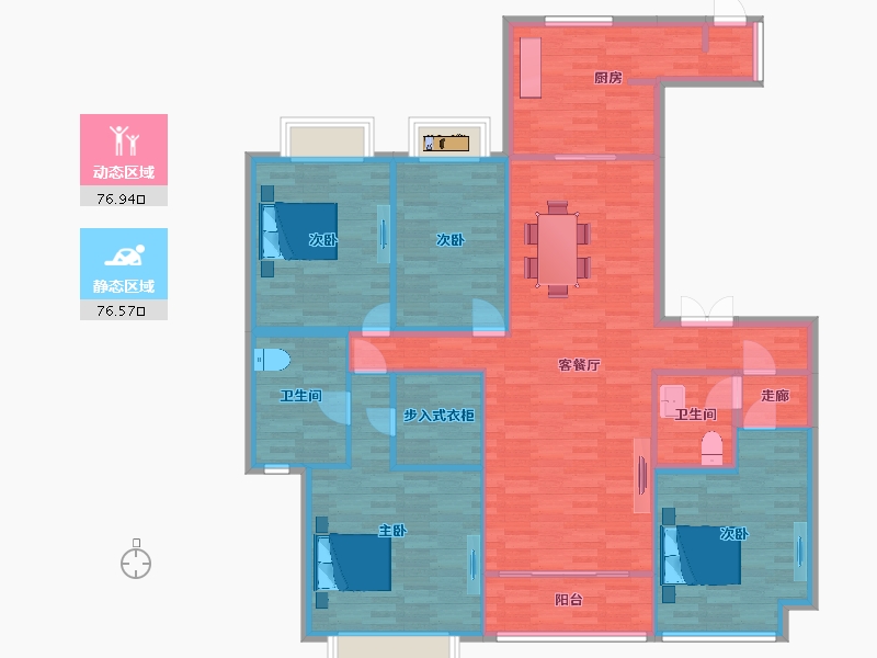 河南省-郑州市-建业天筑11号楼建面234m2-140.34-户型库-动静分区