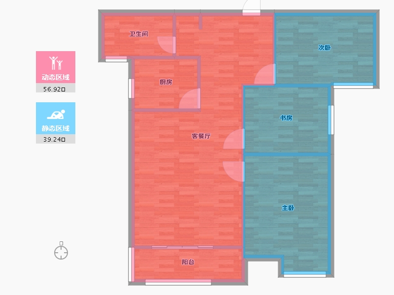 河南省-郑州市-锦雍水之郡5号楼建面110m2-88.00-户型库-动静分区