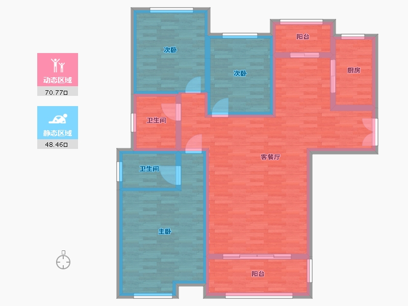 河南省-郑州市-锦雍水之郡3号楼建面133m2-106.41-户型库-动静分区