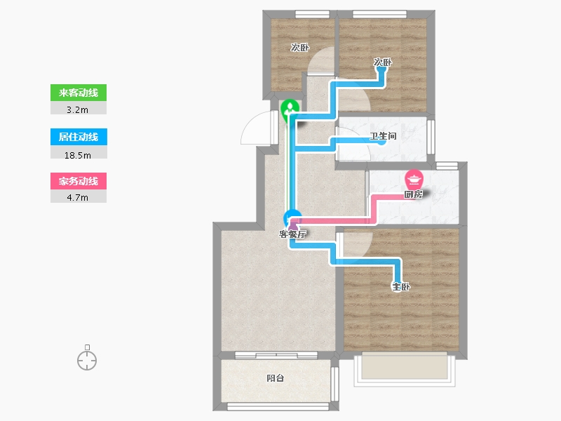 江苏省-南京市-山语隽府6幢建面80m²-64.01-户型库-动静线