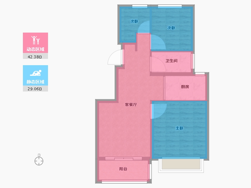 江苏省-南京市-山语隽府6幢建面80m²-64.01-户型库-动静分区