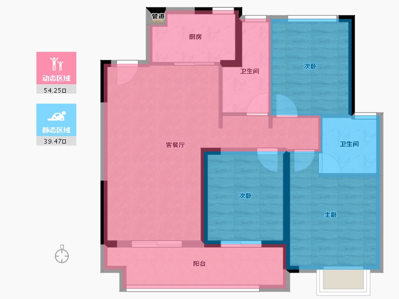 江苏省-南京市-美的建发润锦园建面105m²-83.99-户型库-动静分区