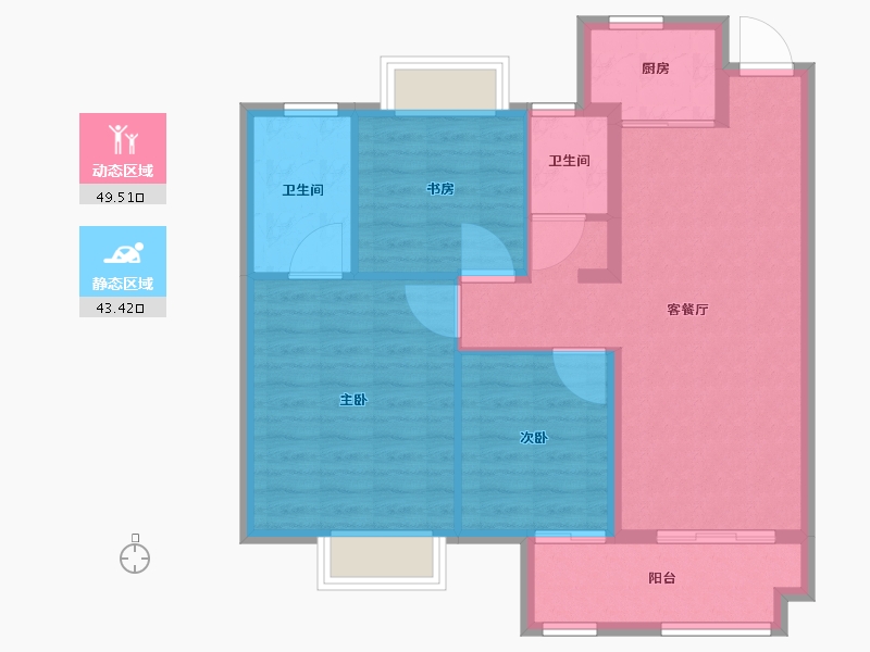 江苏省-南京市-江宁孔雀城紫樾澜庭6幢建面105m²-84.01-户型库-动静分区