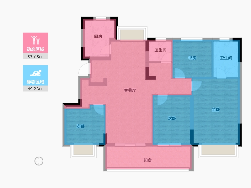 江苏省-南京市-时光泊月建面119m²-95.20-户型库-动静分区