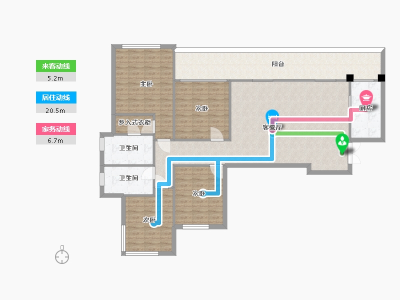 四川省-成都市-德商御府天骄6号楼7号楼8号楼9号楼D1户型建面139m2-128.44-户型库-动静线