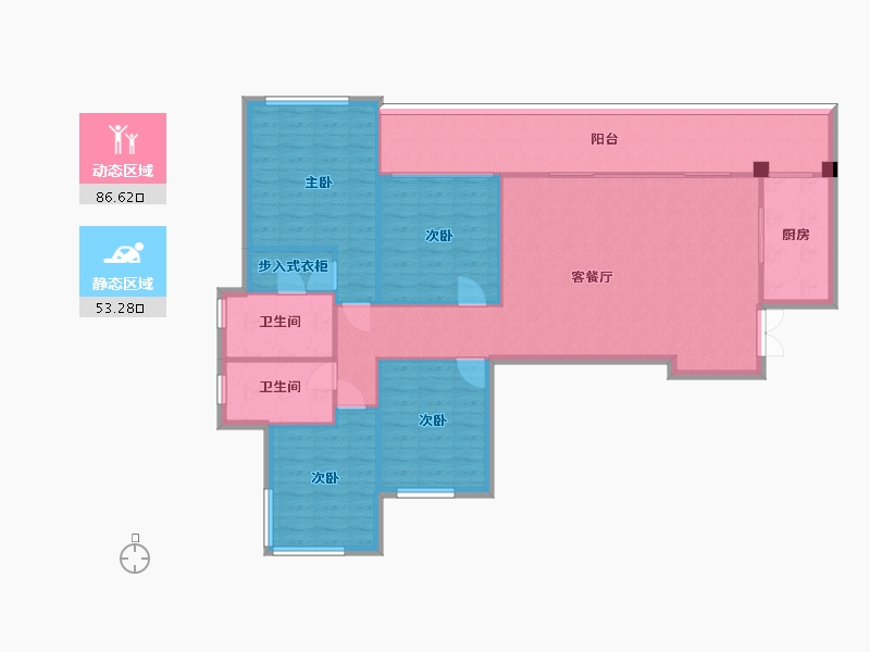 四川省-成都市-德商御府天骄6号楼7号楼8号楼9号楼D1户型建面139m2-128.44-户型库-动静分区