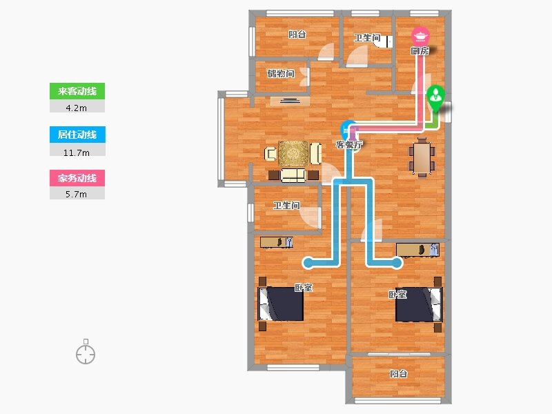 江苏省-南京市-荣鼎幸福城03幢,11号楼,14幢E118m²-94.44-户型库-动静线