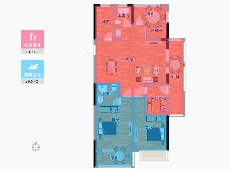 江苏省-南京市-荣鼎幸福城122m²-97.09-户型库-动静分区