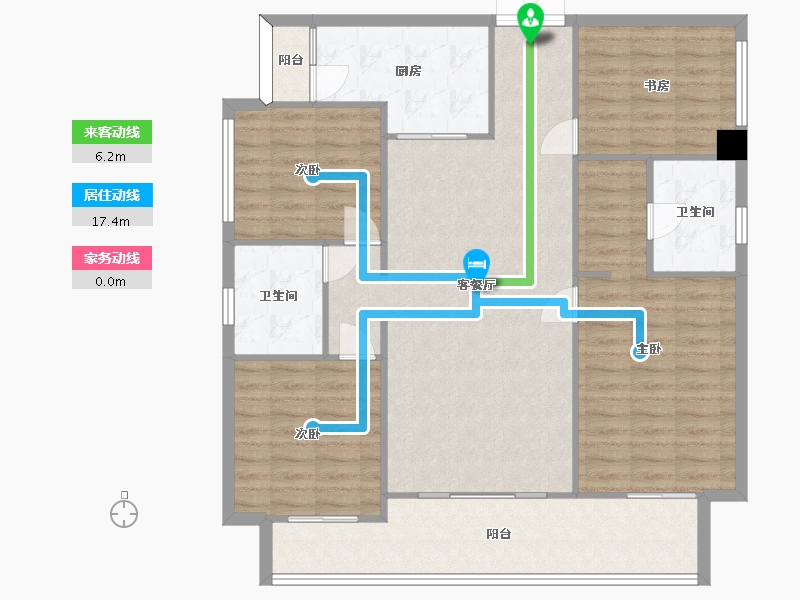 四川省-成都市-德商御府天骄9号楼D2户型建面143m2-120.40-户型库-动静线