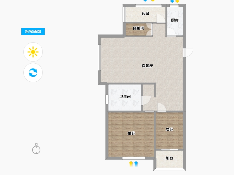 江苏省-南京市-荣鼎幸福城03幢,11号楼,14幢D103m²-82.40-户型库-采光通风