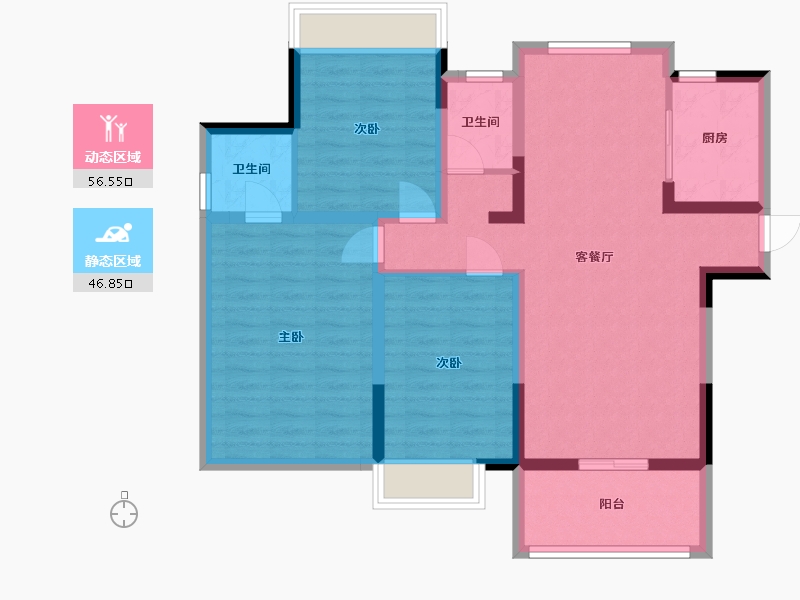 江苏省-南京市-荣盛鹭岛荣府A2户型115m²-92.16-户型库-动静分区