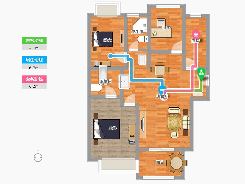 江苏省-南京市-荣盛鹭岛荣府98m²-78.57-户型库-动静线