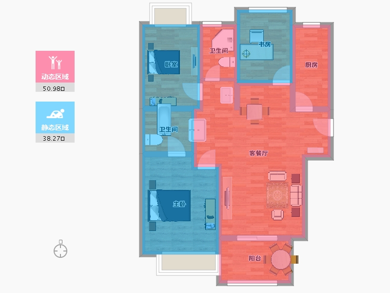 江苏省-南京市-荣盛鹭岛荣府98m²-78.57-户型库-动静分区