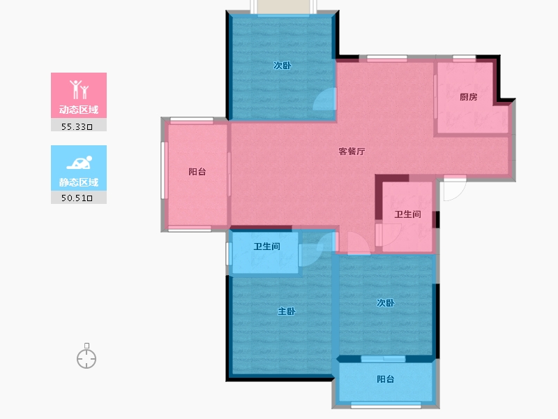 江苏省-南京市-荣盛鹭岛荣府A1户型户型118m²-94.93-户型库-动静分区