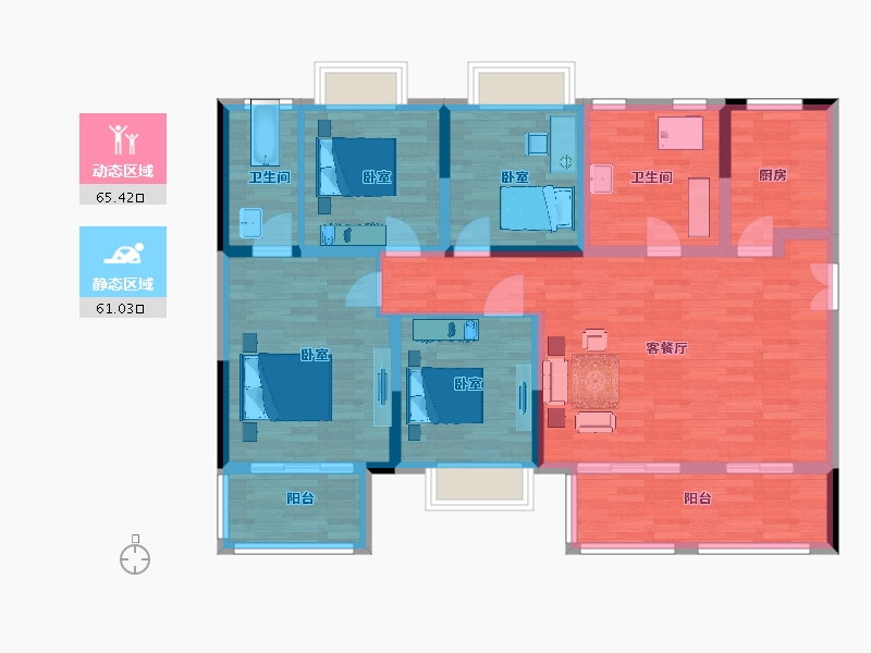 江苏省-南京市-荣盛鹭岛荣府142m²-113.31-户型库-动静分区