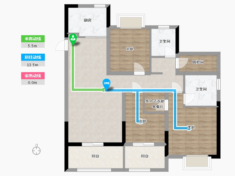 江苏省-南京市-荣盛鹭岛荣府D122m²-102.96-户型库-动静线