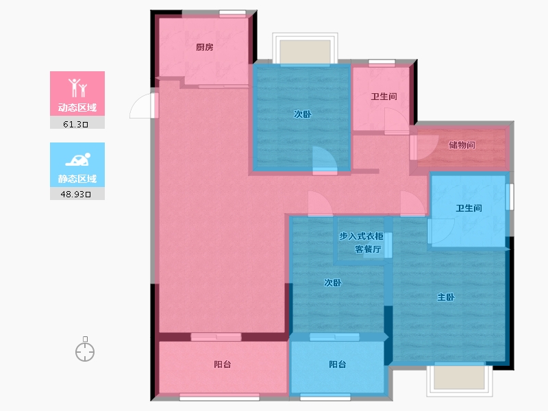 江苏省-南京市-荣盛鹭岛荣府D122m²-102.96-户型库-动静分区