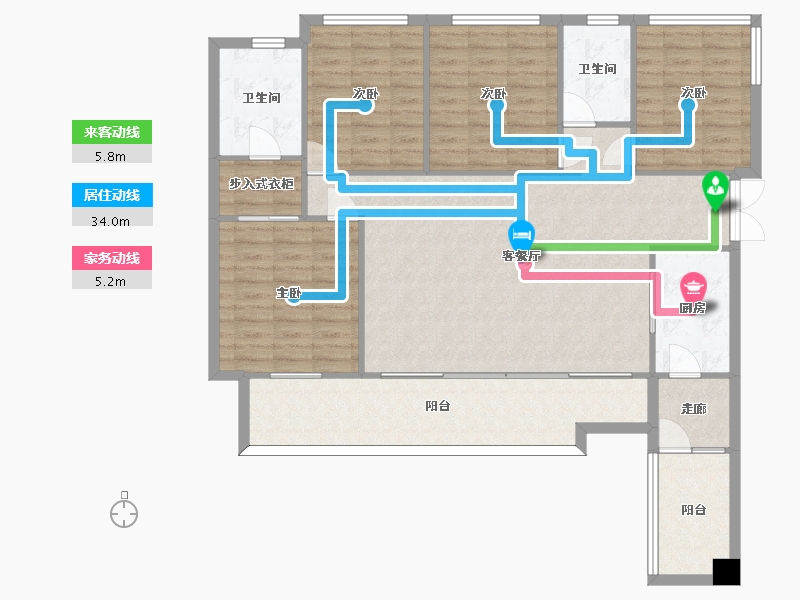 四川省-成都市-德商御府天骄11号楼9号楼D3户型建面138m2-128.89-户型库-动静线