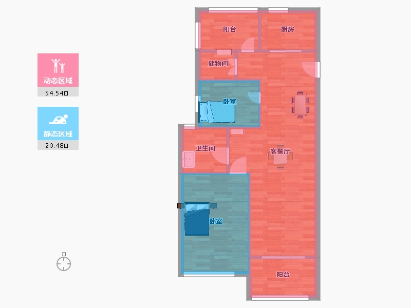 江苏省-南京市-荣鼎幸福城03幢,11号楼,14幢A86m²-68.79-户型库-动静分区