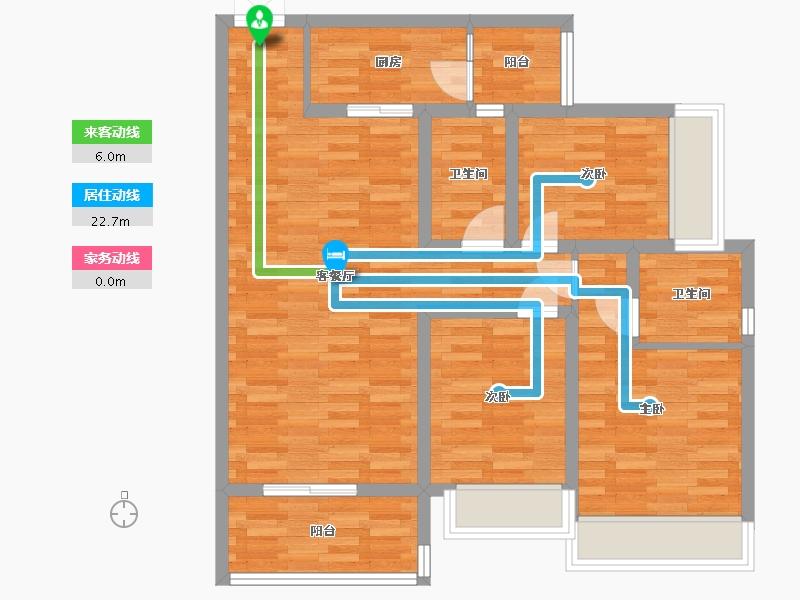 四川省-成都市-远大中央公园建面109m2-84.64-户型库-动静线