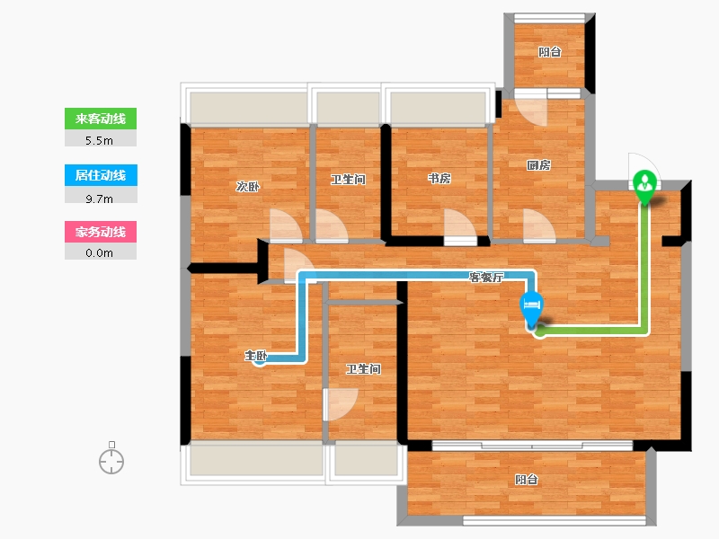 四川省-成都市-诚园建面125m2-94.71-户型库-动静线